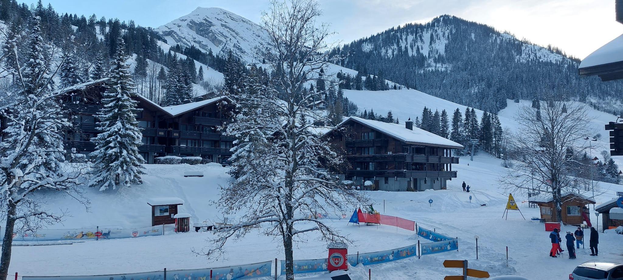 Ausblick vom Balkon im Winter