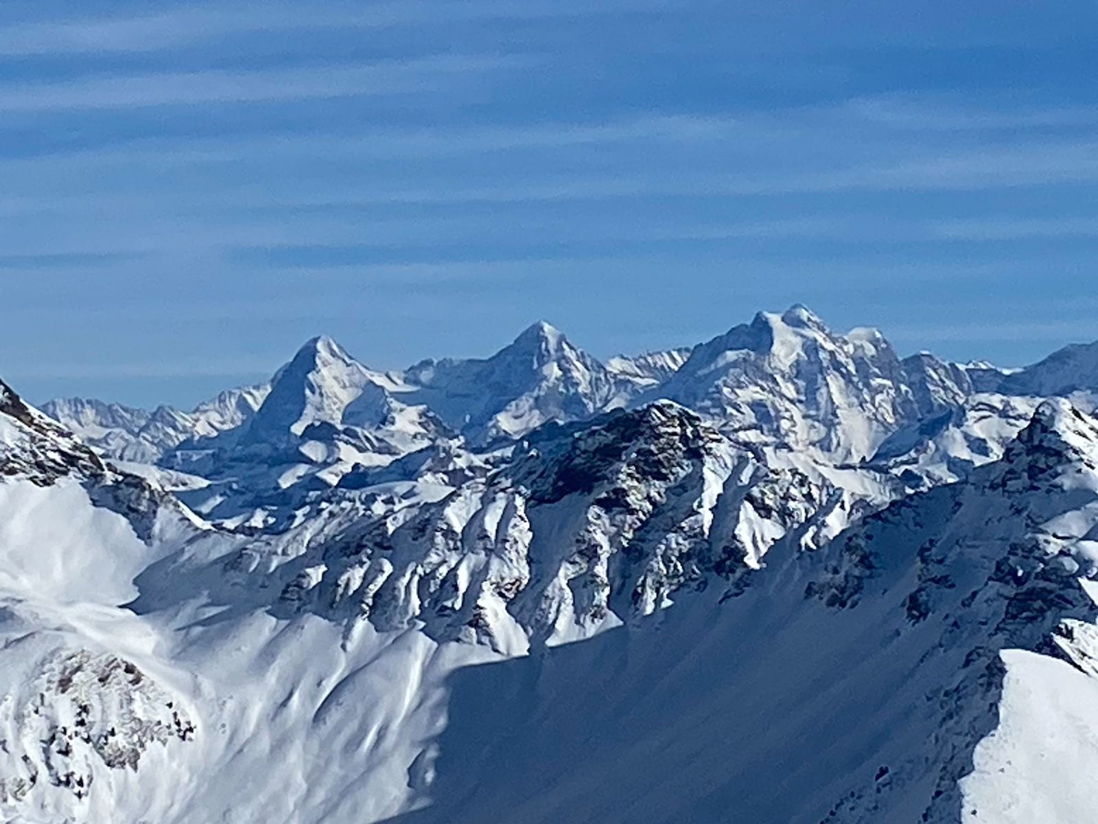 Blick auf Eiger, Mönch und Jungfrau von der Rauflihore (2323 m)